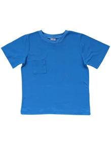 Plain Blue Pajamas, Short Sleeve, 100% Cotton, Children's, Youth, Teenagers, Sizes 2 To 18 - Blue - View 3