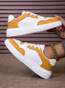 Sneaker casual da donna per tutte le stagioni, sneaker leggere antiscivolo rosso, giallo e verde, sneaker con platform, scarpe da donna a punta tonda con lacci