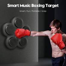Music Boxing Machine, Music Electronic Wall Target Training Devices With 6 Lights, Bluetooth Sensor & Gloves For Adults, For Home Exercises - Hitam - View 7