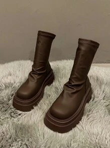 2025 Spring/Autumn New Over-The-Knee Boots For Women, Elastic Slim Fit Tall Shaft Thick Sole High Shaft Riding Boots