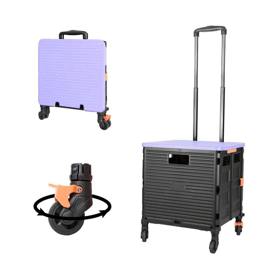 Foldable Utility Cart Folding Portable Rolling Crate Handcart With