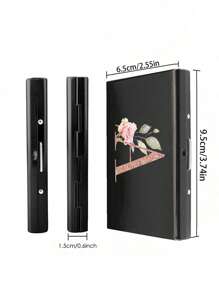 1pc - 6 Slots Ultra-Thin Card Holder, Rose Gold, Alphabet A-Z Pattern Wallet, ID & Credit Card Case, Minimalist Ultra-Slim Aluminum Alloy Metal Wallet, RFID Blocking Card Holder, Unisex - Black - View 10