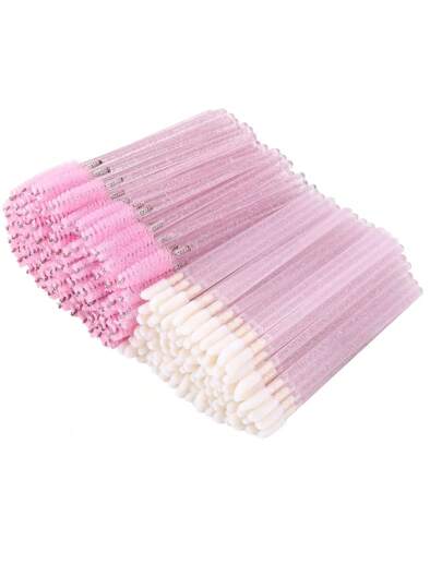 100pcs Disposable Eyelash Brush & Lip Brush, Lipstick And Lip Gloss Applicator Suitable For Eyebrow And Eyelash Extension Makeup Kit,Makeup,Cheap,Room Decor,Vanity,Travel,Bedroom,Makeup Accessories