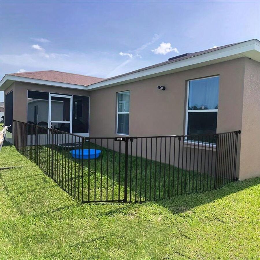 Large Iron Security Gate Bars Folding Pet Gate Metal Iron Freestanding