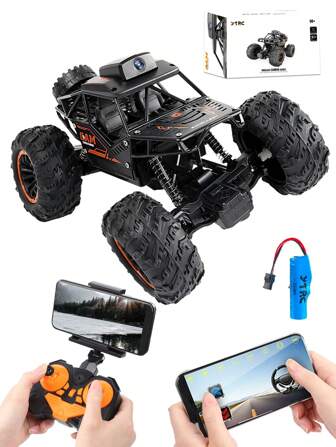 1 件遥控车，带 720P 高清摄像头、WiFi 遥控车、实时视频传输、1:18 比例全地形怪物卡车、2.4GHz 遥控器和手机控制、可充电，是 8-12-15-18 岁男孩生日、圣诞节的绝佳礼物