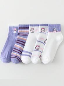 1/5 Pares de Meias Curtas Femininas, Meias Barco, Meias Invisíveis, Meias Ped de Corte Baixo, Meias Brancas, Meias Curtas, Meias Femininas, Meias Tornozelo, Meias Tripulação, Meias Fofas, Meias para Meninas, Estilo Pastoral Doce Respirável e Macia, Estilo Universitário, Esportes e Lazer, Meias Invisíveis Sazonais, Meias Curtas, Cores Aleatórias