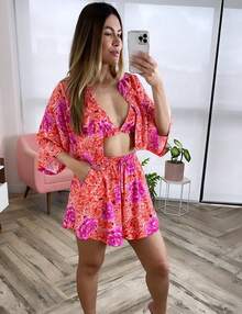 Pink Peony Shorts Pequiá - 紅色 - 查看 5