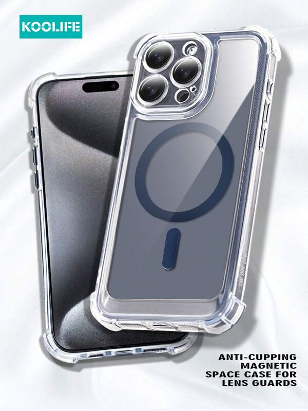 1pc Koolife Phone Protective Case With 4-Corner Anti-Drop Magnetic Adsorption, Wireless Charging, Lens Film, Shock Absorption & Anti-Slip Design, Compatible With IPhone 16/16 Pro/16 Plus/16 Pro Max, IPhone 12/12 Pro/12 Pro Max, IPhone 13/13 Pro/13 Pro Max, IPhone 14/14 Plus/14 Pro/14 Pro Max, IPhone 15/15 Pro/15 Plus/15 Pro Max