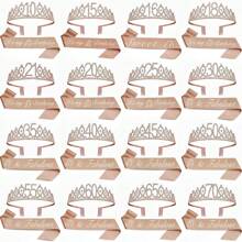 2 件/套 15 岁 16 岁 18 岁 20 岁 21 岁 25 岁 30 岁 35 岁 40 岁 45 岁 50 岁 55 岁 60 岁 65 岁 70 岁 80 岁女士玫瑰金佩戴皇冠玫瑰金岁头带发梳水钻水晶皇冠头饰生日快乐装饰周年装饰生日快乐缎带派对用品腰带丝带水钻皇冠生日快乐精美，圣诞节 - 玫瑰金 - 查看 3