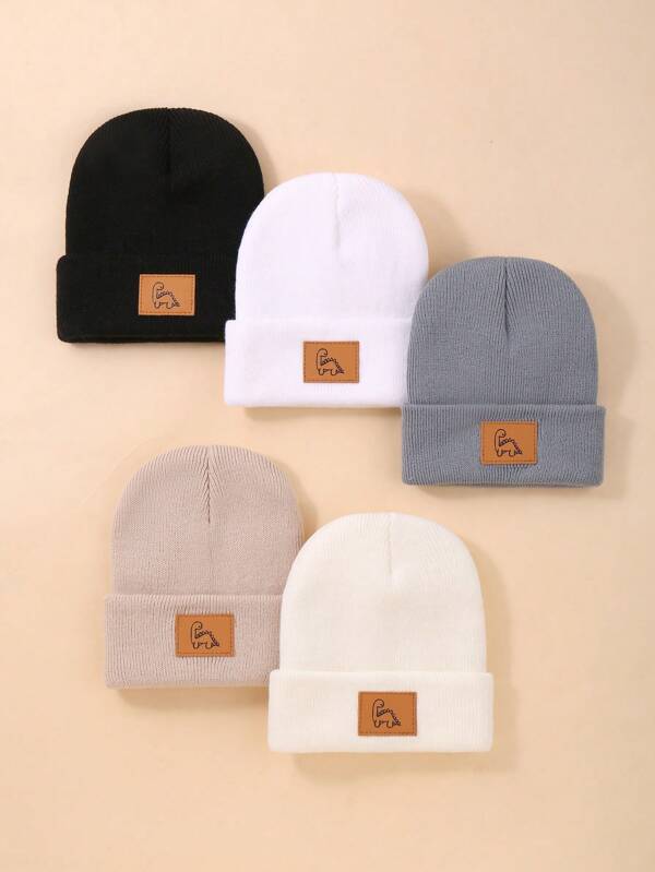 5 Pieces Set Of Baby Autumn/Winter Hat Gloves Combination Double Ball Knitted Hat