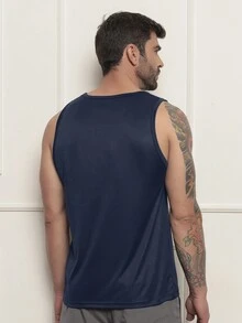 Dry Fit Breathable Machão Tank Top Crossfit Gym Bodybuilding Basic Training - 藏蓝色 - 查看 5
