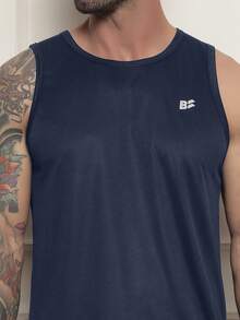 Dry Fit Breathable Machão Tank Top Crossfit Gym Bodybuilding Basic Training - 藏蓝色 - 查看 3