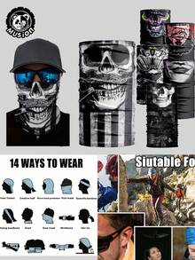 Musion 1 件装小丑幽灵骷髅面具透气面罩无缝拉法帽男士帽子恐怖头饰登山骑行围巾 - 彩色 - 查看 2