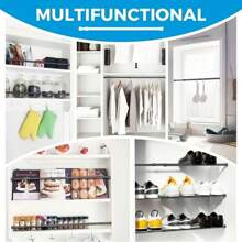 FEPK 1件/2件多功能弹簧拉杆,无需钻孔,易于安装,有黑色、白色和木纹可选,非常适合用作门帘杆、衣杆、衣柜杆、鞋架支架、毛巾杆等家居卫浴必备品。家居卫浴装饰秋季装饰卫浴配件返校季 - 彩色 - 查看 13