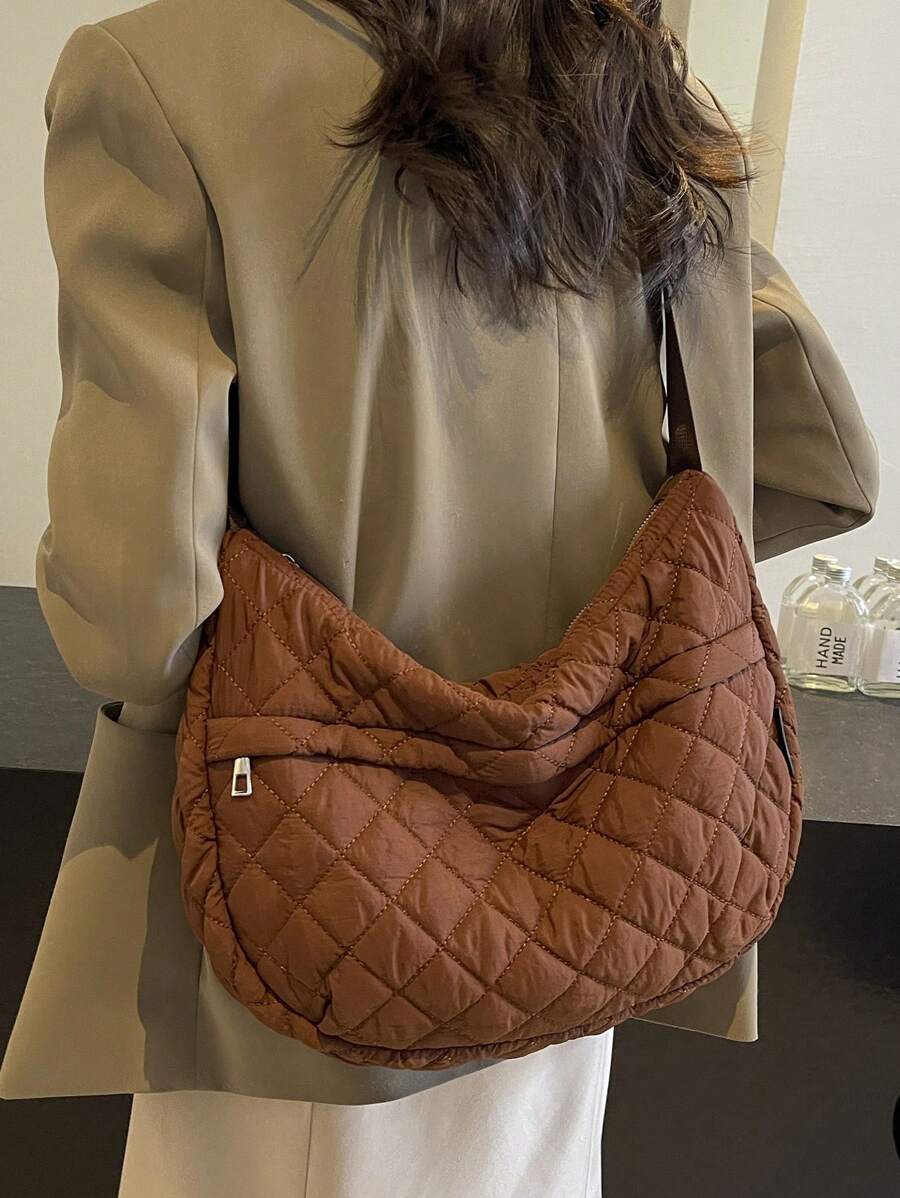 Geantă Crossbody Simple Crescent Moon pentru femei - Maro - Vizualizare 1