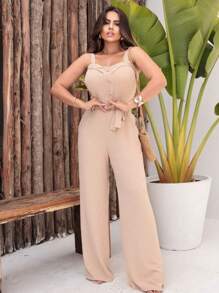 Lollitan LONG WOMEN'S OVERALL WITH TIE AT THE WAIST AND ELASTIC AT THE BACK DUNA FABRIC - 米色 - 查看 1