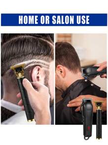 Set de 2 piezas cortadora de pelo y recortadora profesional negra, carga USB, kit inalámbrico de corte de pelo de alta calidad para barberos y uso doméstico, herramienta de belleza y arreglo personal para salón - regalo navideño o para el Día del Padre, Capacidad de la batería: 1500mAh + 600mAh