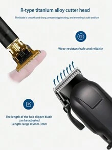 Set de 2 piezas cortadora de pelo y recortadora profesional negra, carga USB, kit inalámbrico de corte de pelo de alta calidad para barberos y uso doméstico, herramienta de belleza y arreglo personal para salón - regalo navideño o para el Día del Padre, Capacidad de la batería: 1500mAh + 600mAh