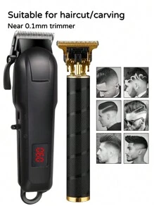 Set de 2 piezas cortadora de pelo y recortadora profesional negra, carga USB, kit inalámbrico de corte de pelo de alta calidad para barberos y uso doméstico, herramienta de belleza y arreglo personal para salón - regalo navideño o para el Día del Padre, Capacidad de la batería: 1500mAh + 600mAh