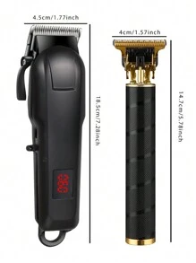 Set de 2 piezas cortadora de pelo y recortadora profesional negra, carga USB, kit inalámbrico de corte de pelo de alta calidad para barberos y uso doméstico, herramienta de belleza y arreglo personal para salón - regalo navideño o para el Día del Padre, Capacidad de la batería: 1500mAh + 600mAh