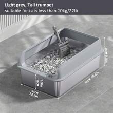 Large Capacity Stainless Steel Cat Litter Box, Pet Supplies - Light Grey - View 11