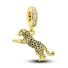 1 Pc Silver Color Realistic Cool Golden Leopard Cheetah Elephant Zebra Frog Lion Forest Animal Pendant Charm Suitable For Original Snake Bracelet Bangle Necklace Keychain Beads For Diy Jewelry Making Women Unisex Daily Jewelry Gift - Silver - View 17