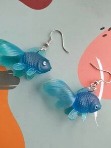 Aretes de pez hechos a mano, aretes de pez dorado de plástico de imitación, joyería extravagante, aretes raros, joyería de moda - pendientes de peces de colores - Ver 7