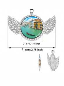 定制照片圆形 DIY 钥匙扣天使翅膀吊坠个性化礼品工艺品 - 訂製翅膀鑰匙扣 - 查看 3