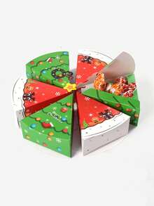 6 piezas/paquete Cajas de cartón para dulces y galletas como regalo de fiesta para Navidad (sin pegatinas) - Verde - Ver 1