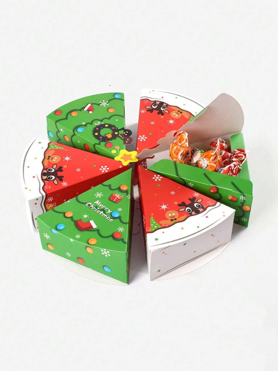 6 piezas/paquete Cajas de cartón para dulces y galletas como regalo de fiesta para Navidad (sin pegatinas) - Verde - Ver 1