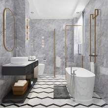 12X PVC Marble Tiles Wall Sticker Self-Adhesive Stick On Kitchen Bathroom Decor - Black - View 5