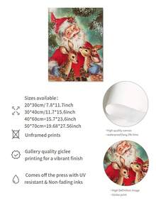 1 Tranh in Canvas hình ông già Noel và nai sừng tấm quyến rũ - Không có khung, trang trí tường theo phong cách cổ điển cho phòng khách, phòng ngủ, văn phòng tại nhà - Quà tặng ngày lễ hoàn hảo cho những người yêu động vật - Nhiều màu - Xem 4