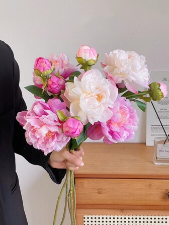 1 PIEZA, 26,38 in/67 cm, Flor artificial de peonía de tallo único y flor única, se puede doblar y no se desvanece - Utilizado para pared de flores DIY, diseño de escenarios, arreglos florales para sala de estar y dormitorio, boda, fiesta, decoración del hogar, relleno de escritorio, decoración de habitación, Día de San Valentín, regalo