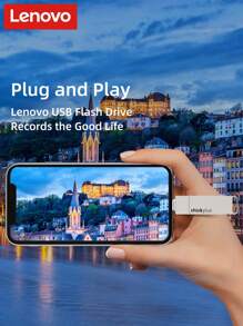 Lenovo 32GB Type C Flash Drive 2 In 1 OTG USB 3.2 + USB C Memory Stick With Keychain Dual Thumb Photo Stick Jump Drive Compatible With Android Smartphone, Computers, Apple Laptop, Tablets, PC - Silver - View 2