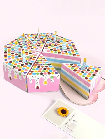 1set/3pcs,Cute Birthday Gift Box Candy Box Portable Gift Box Triangular Cake Shape Birthday Party Creative Gift Box For Party Gift Box Wedding Decoration