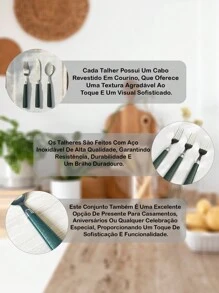 Cutlery Set Forks/Knife/Spoon Leatherette Kitchen Table Setting Stainless Steel Detailed Handle - Cái nĩa - Xem 2