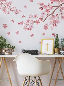 mama look 1 件/2 件/3 件粉色树枝和花朵墙贴客厅卧室贴纸装饰可移除 PVC 贴花房间墙壁壁画 - 彩色 - 查看 15