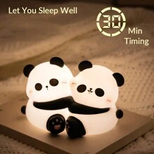 1 Pc Cute Panda Night Light Rechargeable, Silicone Panda Touch Lamp, Soft Animal Night Lamp, 3 Brightness Dimmable LED Night Light For Kids, Breastfeeding, Toddler, Baby Nursery, Cute Night Lamp, Cute Desk Decor, Cute Room Decor, Cute Panda Gifts Stuff For Boys, Girls, Children