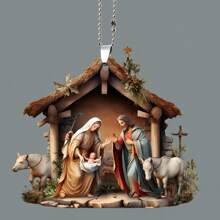 Acrylic Nativity Scene Car Ornament With Rope – Easy To Hang For Holiday Decorations, Christmas, Thanksgiving, And Year-Round Festive Display Gifts Birthday Graduation Christmas Decorations Winter Room Decor - Multicolor - View 15
