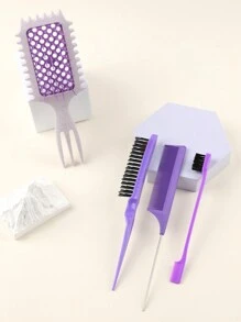 4pcs/Set Define Curl Styling Brush Set, Home Hollow Curled Comb, Massage Comb, Wheat Straw Material Define Styling Comb, Triple Pointed Tail Design, Effortless Styling For Waves & Bouncy CurlsNylon Air Cushion Comb For Women,Rat Tail Comb Double Side Brush Eyebrow Brush Professional Hairdressing Accessories, With ABS Plastic Handle,Ideal Hair Care Tool For Enhanced Styling, For All Hair Types - Multicolor - View 13