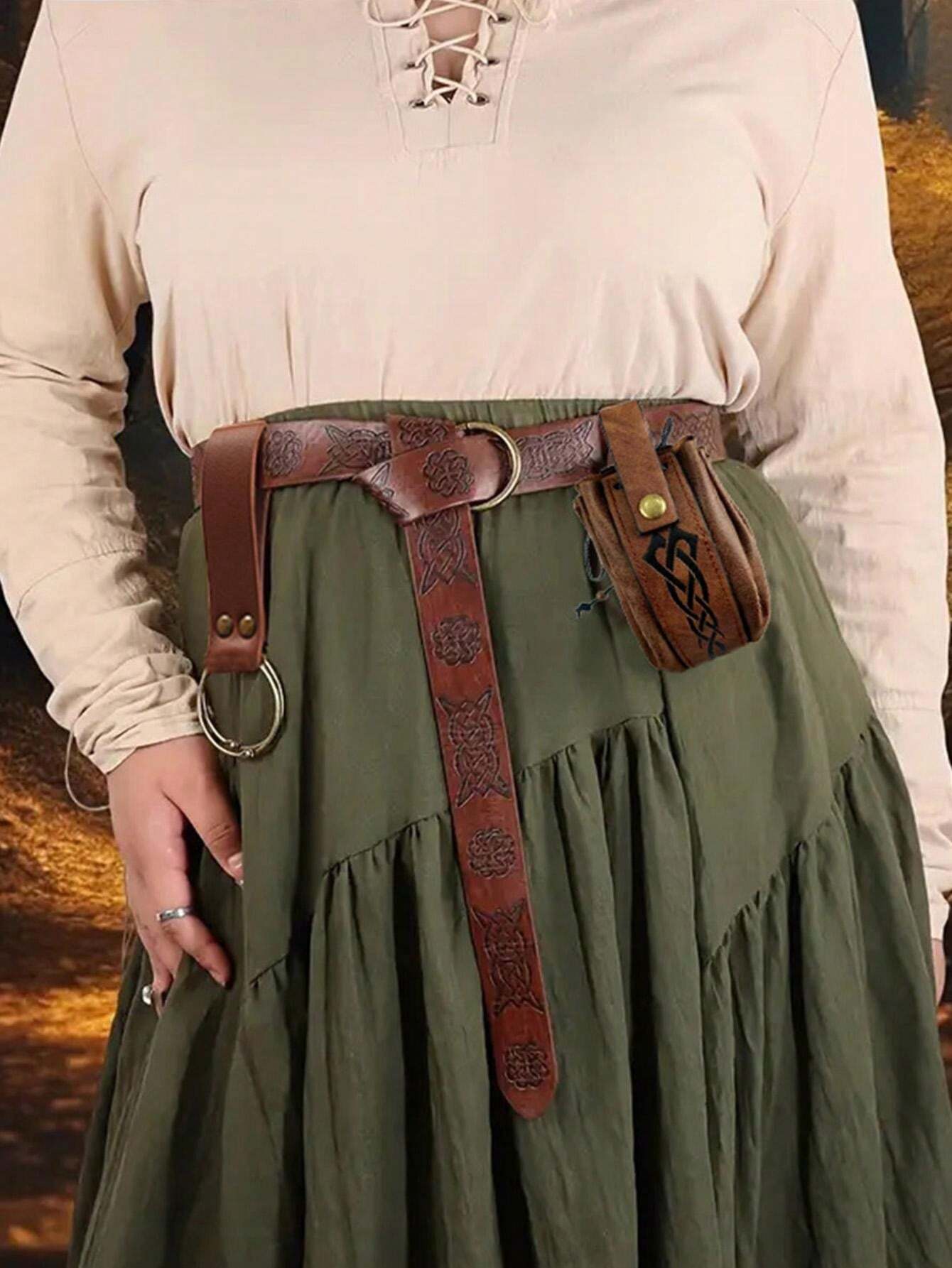 3 Pcs Renaissance Costume Accessories Set Belt Pouch Waist Bag Viking