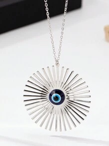 A 2024 European And American Cross-Border Jewelry Fashion Devil's Eye Necklace, Earrings, Bracelets, Rings, Metal Hollow Flower Necklaces, Women's Runway Style Elegant Set