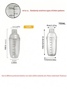 1pc Measuring Scale Shaker Cup For Lemon Tea Fruit Tea Milk Tea, Clear Mixing Cup, Resistant To Cold Heat And Pressure, With Handheld Design For Cold Drinks, Used For Kitchen Tools Sports Bottle, Water Bottle For Outdoor Back To School - Clear - View 13