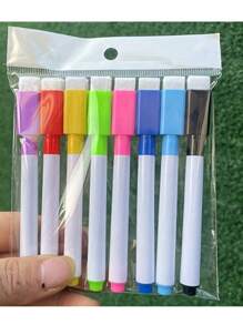 8/16-Color Bag Washable Color Core Black Core Whiteboard Pen With Brush Water-Based Erasable Pen,Back To School