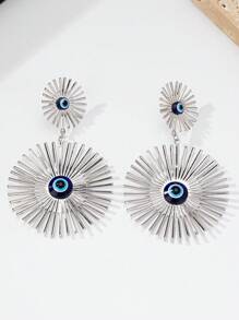 A 2024 European And American Cross-Border Jewelry Fashion Devil's Eye Necklace, Earrings, Bracelets, Rings, Metal Hollow Flower Necklaces, Women's Runway Style Elegant Set