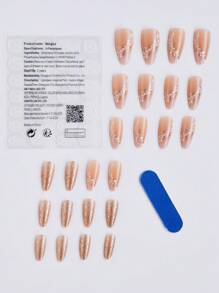Upgrade Your Look With 24Pcs Almond Shape Fake Nails In Leaves And Glitter Design False Nails Press On Nails Nail Supplies Nails