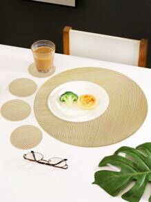 1-8 bucăți Șervețe de loc rotunde, minimaliste din PVC, lavabile, ușor de curățat, ștergeți, anti-alunecare, rezistente la căldură, covorașe de masă, design cu inimi minunate, șefuri de loc elegante, decor de masă, covorașe de bucătărie, decorațiuni de nuntă de sărbători - Multicolor - Vizualizare 3