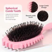2pcs Curly Hair Styling Suit: Oval Air Cushion Comb With Handle,Wheat Straw Material Define Styling Brush,Detangling Hair Brush, Professional Hairstyle Comb, Bouncing Hair Brush, Curly Definition Styling Brush Comb,For Curly, Straight, Women, Kid & Spray Bottle, Suitable For Textured Curly Hair - Multicolor - View 3