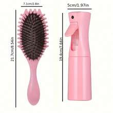2pcs Curly Hair Styling Suit: Oval Air Cushion Comb With Handle,Wheat Straw Material Define Styling Brush,Detangling Hair Brush, Professional Hairstyle Comb, Bouncing Hair Brush, Curly Definition Styling Brush Comb,For Curly, Straight, Women, Kid & Spray Bottle, Suitable For Textured Curly Hair - Multicolor - View 6
