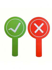 1 件/2 件课堂响应手持桨，双面 PVC 正确和不正确/上/下/开始/停止/是/否答案指示器 - 用于学生参与和反馈的教育教学工具（1 种设计，一面为红色，另一面为绿色）